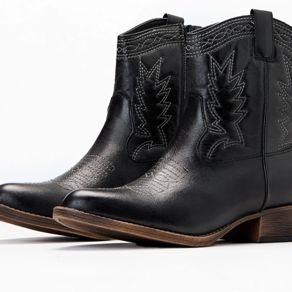 Black Western Cowboy Ankle Boots